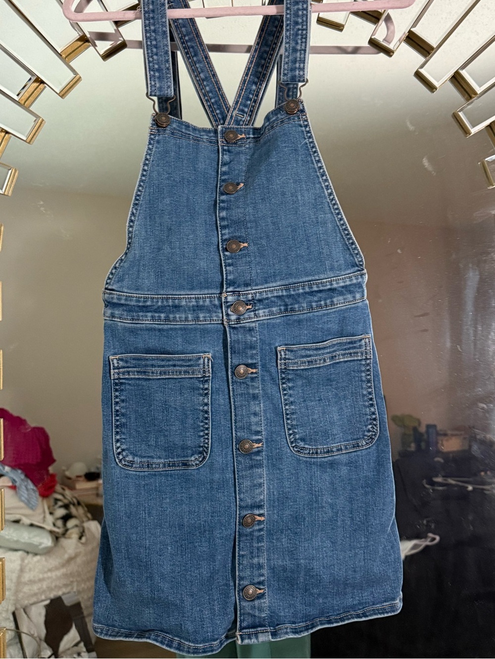 American Eagle Outfitters Blue Denim Overall Skirt